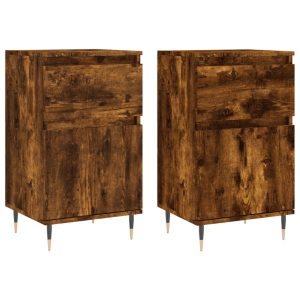 Servante, 2 buc., stejar fumuriu, 40x35x70 cm, lemn prelucrat