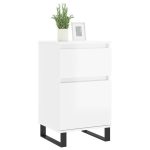 Servante, 2 buc., alb extralucios, 40x35x70 cm, lemn prelucrat