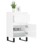 Servante, 2 buc., alb extralucios, 40x35x70 cm, lemn prelucrat