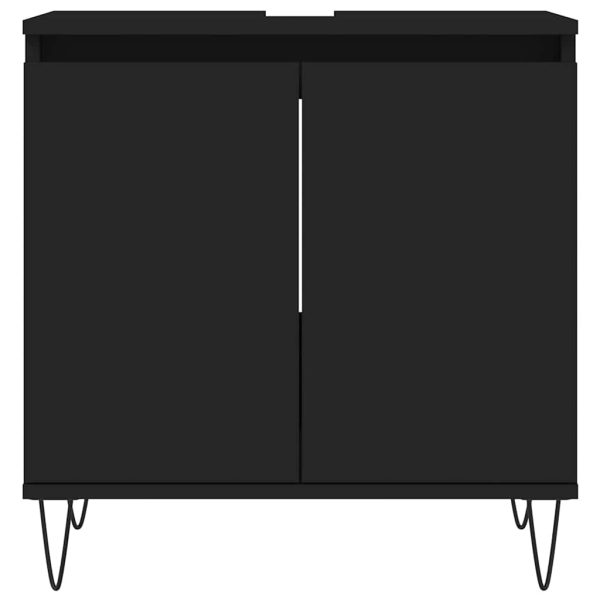 Dulap de baie, negru, 58x33x60 cm, lemn prelucrat