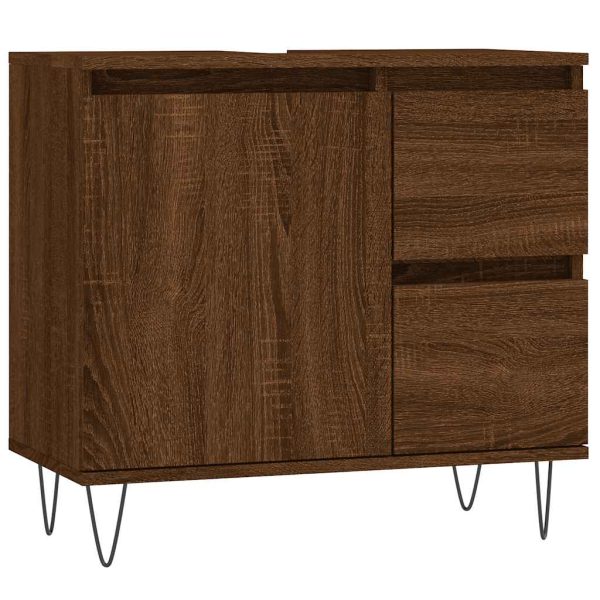 Dulap de baie, stejar maro, 65x33x60 cm, lemn prelucrat