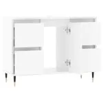 Dulap pentru baie, alb extralucios, 80x33x60 cm, lemn compozit