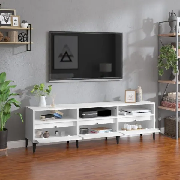 Comodă TV, alb, 150x30x44,5 cm, lemn prelucrat