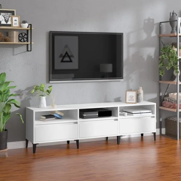Comodă TV, alb, 150x30x44,5 cm, lemn prelucrat