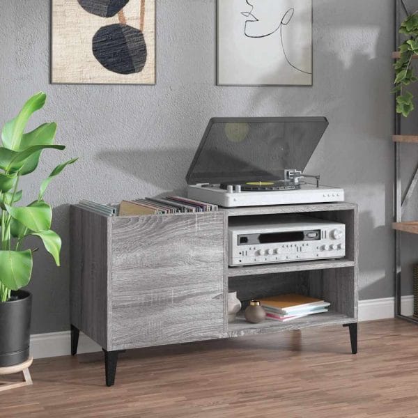 Dulap pentru discuri gri sonoma 84,5x38x48 cm lemn prelucrat