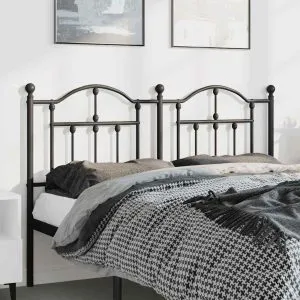 Tăblie de pat metalică, negru, 150 cm