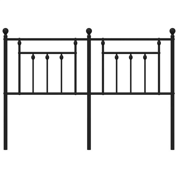 Tăblie de pat metalică, negru, 135 cm