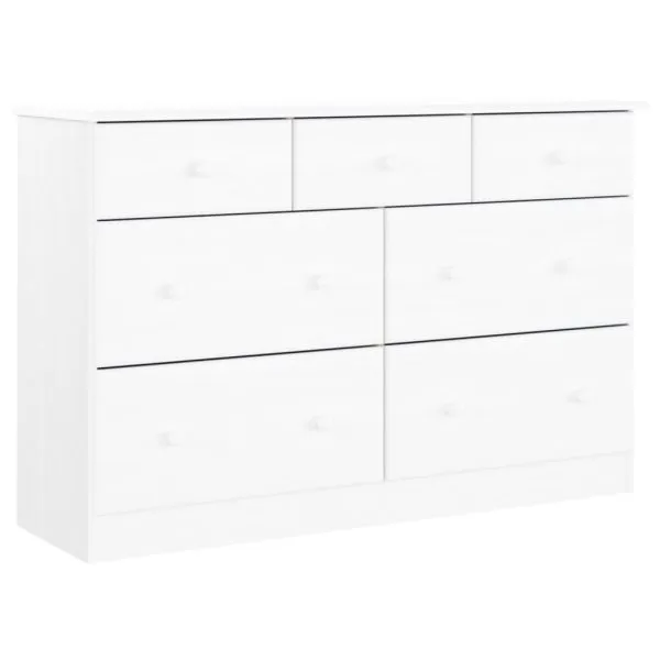 Comodă cu sertare ALTA, alb, 112x35x73 cm, lemn masiv de pin