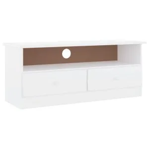 Dulap TV cu sertare „ALTA” alb, 100x35x41 cm, lemn masiv de pin