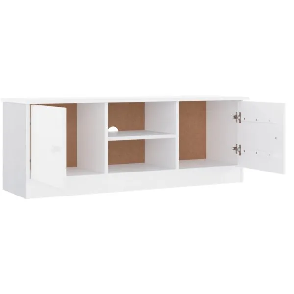 Dulap TV „ALTA” alb, 112x35x41 cm, lemn masiv de pin