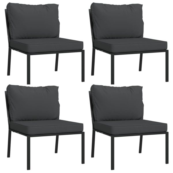 Set mobilier de grădină cu perne gri, 9 piese, oțel