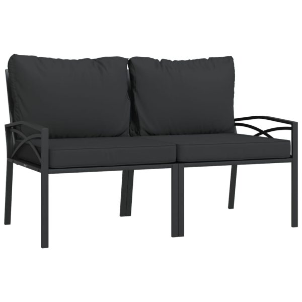 Set mobilier de grădină cu perne gri, 6 piese, oțel