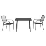 Set de masă grădină, 3 piese, antracit, oțel