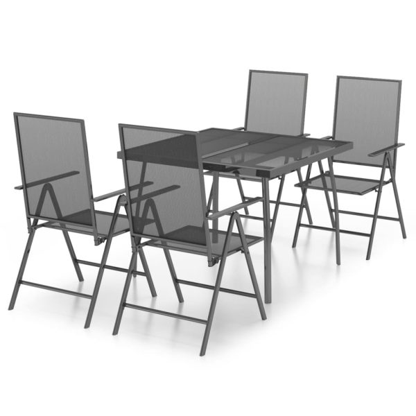 Set de masă pentru grădină, 5 piese, antracit, oțel
