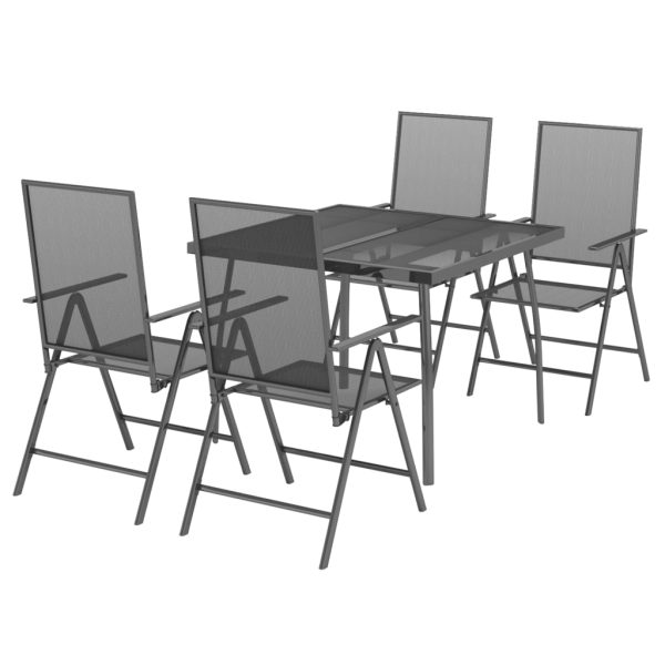 Set de masă pentru grădină, 5 piese, antracit, oțel