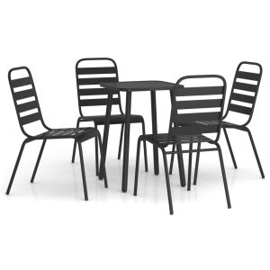 Set de masă pentru grădină, 5 piese, antracit, oțel