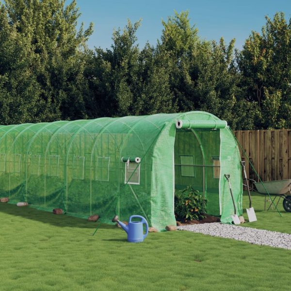 Seră cu cadru din oțel, verde, 32 m², 16x2x2 m