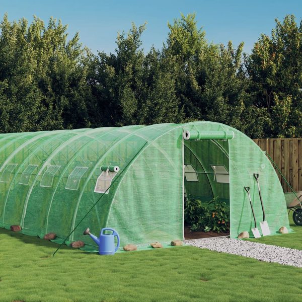 Seră cu cadru din oțel, verde, 32 m², 8x4x2 m