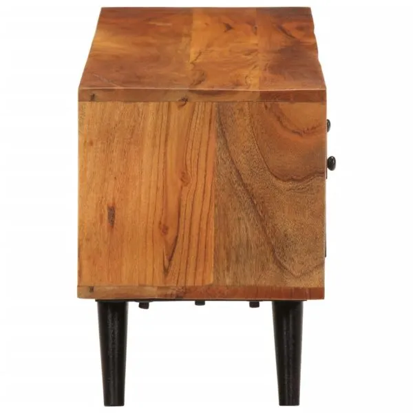 Comodă TV cu uși, 112x30x40 cm, lemn masiv de acacia și metal