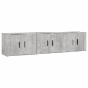 Dulapuri TV montate pe perete, 3 buc., gri beton, 57×34,5×40 cm