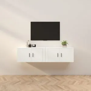 Dulapuri TV montate pe perete, 2 buc., alb, 80×34,5×40 cm