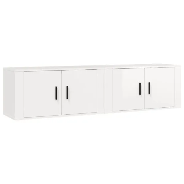 Dulapuri TV montate perete 2 buc. alb extralucios 80×34,5×40 cm