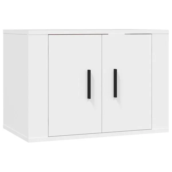 Set dulap TV, 2 piese, alb, lemn prelucrat