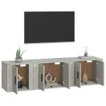 Set dulapuri TV, 3 piese, gri beton, lemn prelucrat