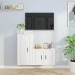Set dulap TV, 2 piese, alb, lemn prelucrat