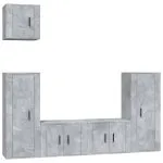 Set dulap TV, 5 piese, gri beton, lemn prelucrat