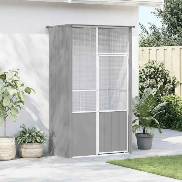 Colivie pentru păsări gri 115x78x200 cm oțel galvanizat