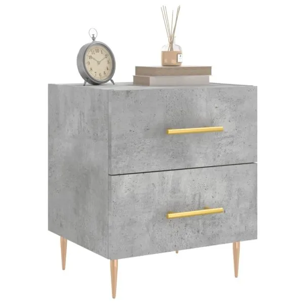 Noptiere, 2 buc., gri beton, 40x35x47,5 cm, lemn compozit