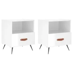 Noptiere, 2 buc., alb extralucios, 40x35x47,5 cm, lemn compozit