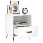 Noptiere, 2 buc., alb extralucios, 40x35x47,5 cm, lemn compozit