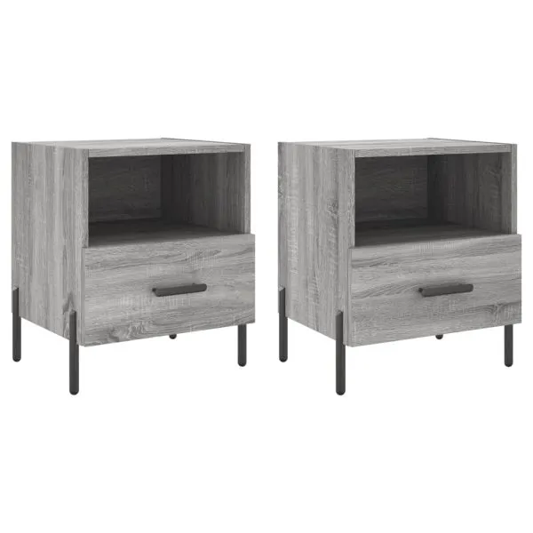 Noptiere, 2 buc., gri sonoma, 40x35x47,5 cm, lemn compozit