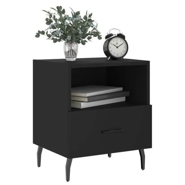 Noptiere, 2 buc., negru, 40x35x47,5 cm, lemn compozit