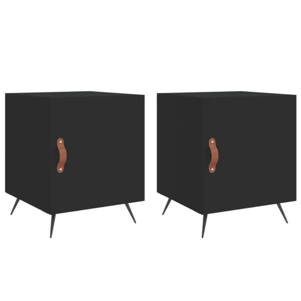 Noptiere, 2 buc., negru, 40x40x50 cm, lemn compozit