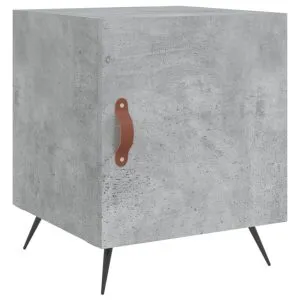 Noptieră, gri beton, 40x40x50 cm, lemn compozit