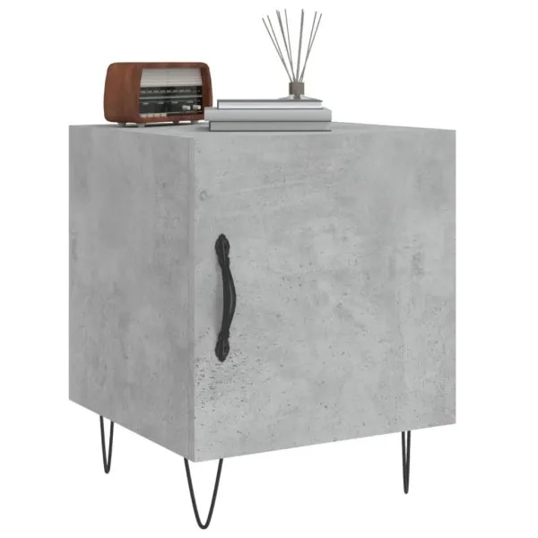 Noptiere, 2 buc., gri beton, 40x40x50 cm, lemn compozit