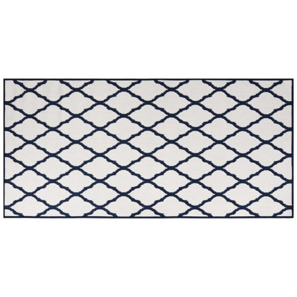 Covor de exterior, bleumarin/alb, 100×200 cm, design reversibil