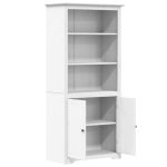 Bibliotecă „BODO”, alb, 82x40x173 cm, lemn masiv de pin