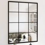 Oglinzi de perete, 3 buc., negru, 80×60 cm, metal