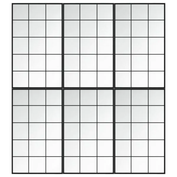 Oglinzi de perete, 6 buc., negru, 100×60 cm, metal