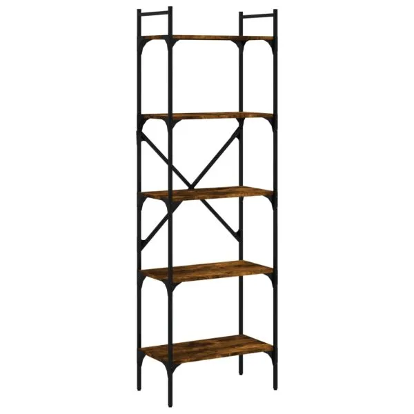 Bibliotecă cu 5 niveluri, stejar fumuriu, 56×31,5×174 cm, lemn
