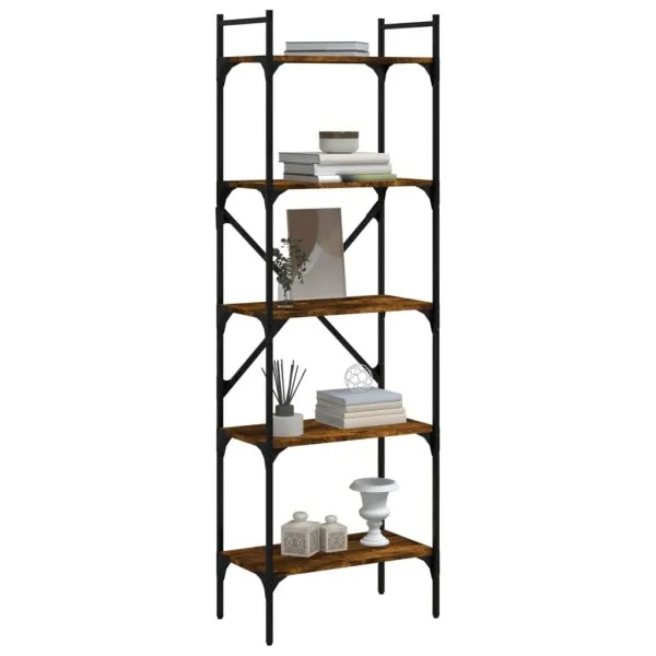 Bibliotecă cu 5 niveluri, stejar fumuriu, 56×31,5×174 cm, lemn
