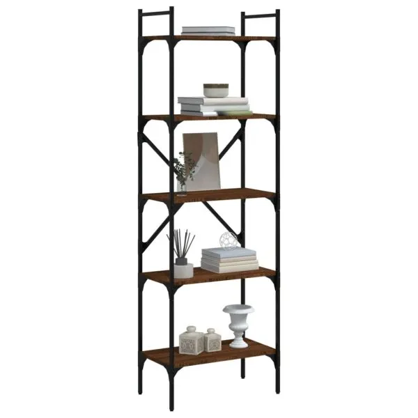 Bibliotecă cu 5 niveluri, stejar maro, 56×31,5×174 cm, lemn