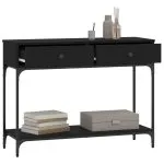 Măsuță consolă, negru, 100×34,5×75 cm, lemn compozit