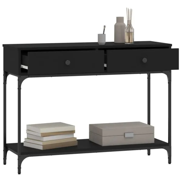 Măsuță consolă, negru, 100×34,5×75 cm, lemn compozit