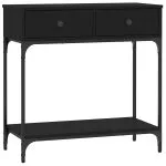 Masă consolă, negru, 75×34,5×75 cm, lemn prelucrat