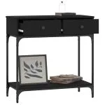 Masă consolă, negru, 75×34,5×75 cm, lemn prelucrat